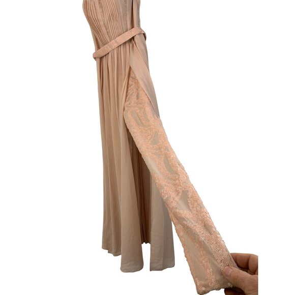 Formal Chiffon Overlay Strapless Jumpsuit Walk Thru Maxi Sz 4 NWT Bebe Prom - Picture 2 of 11